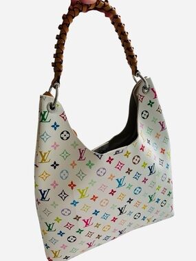 NWT White Multicolor  Braided-Handle Shoulder Bag